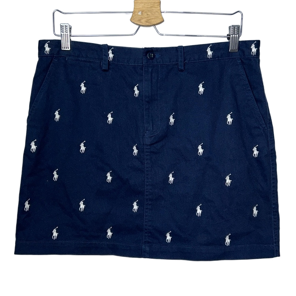 Ralph Lauren Navy Mini Skirt with White Embroidery